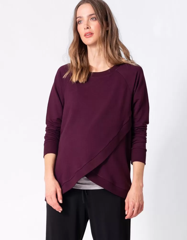 Seraphine Crossover Umstands- und Stilltop Baumwollmischung - Bordeaux |