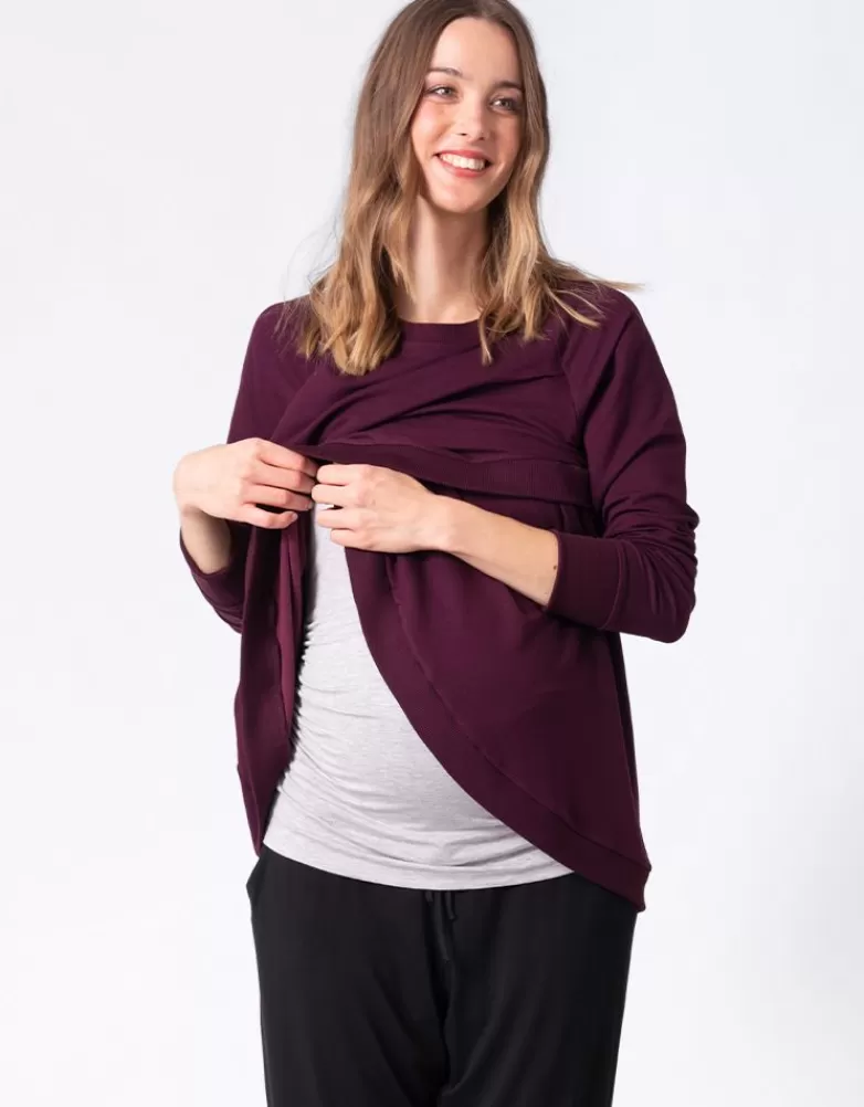 Seraphine Crossover Umstands- und Stilltop Baumwollmischung - Bordeaux |