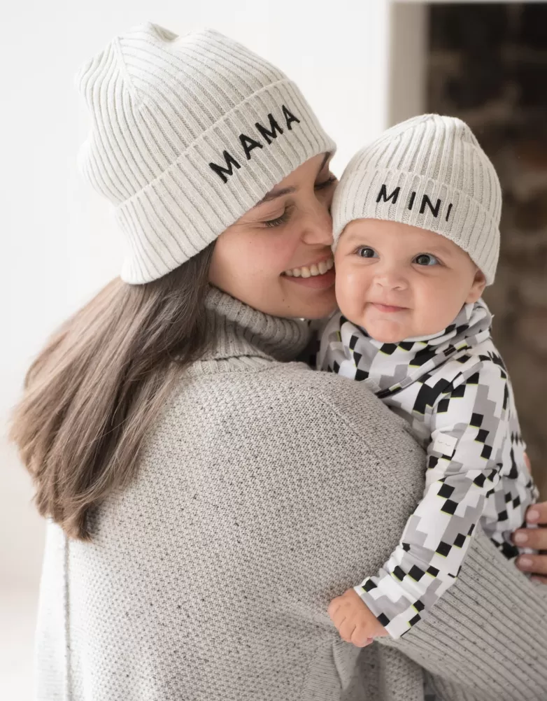 Seraphine Graues Mama & Mini Mützenset   |