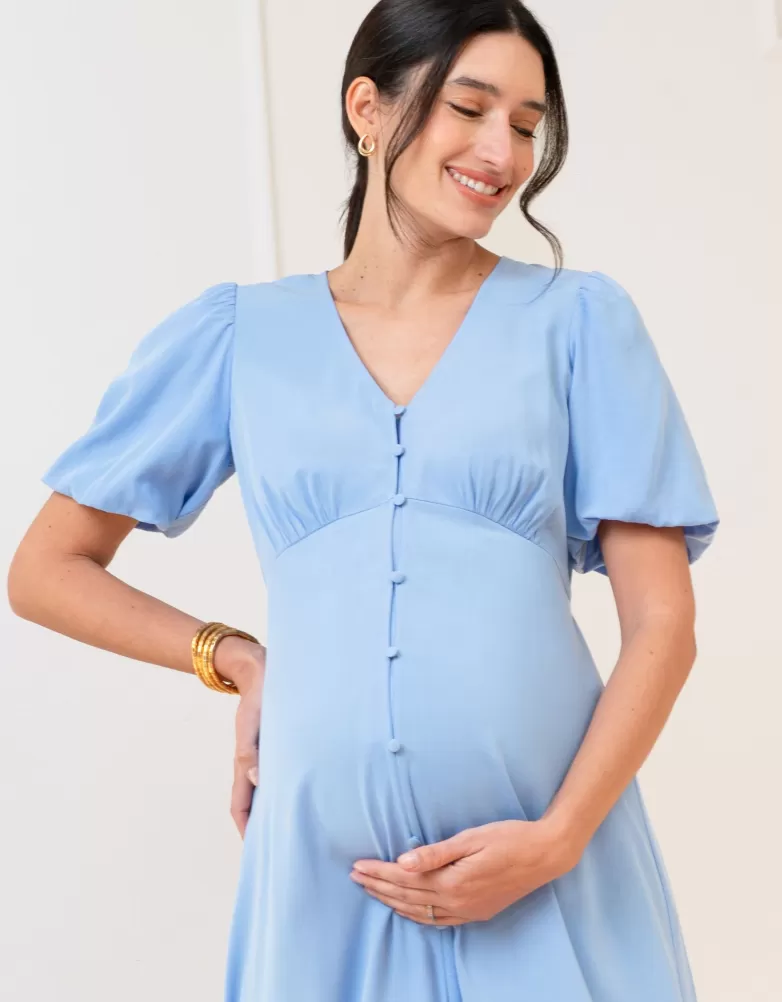 Seraphine Kleid mit Knopfleiste und V-Ausschnitt |