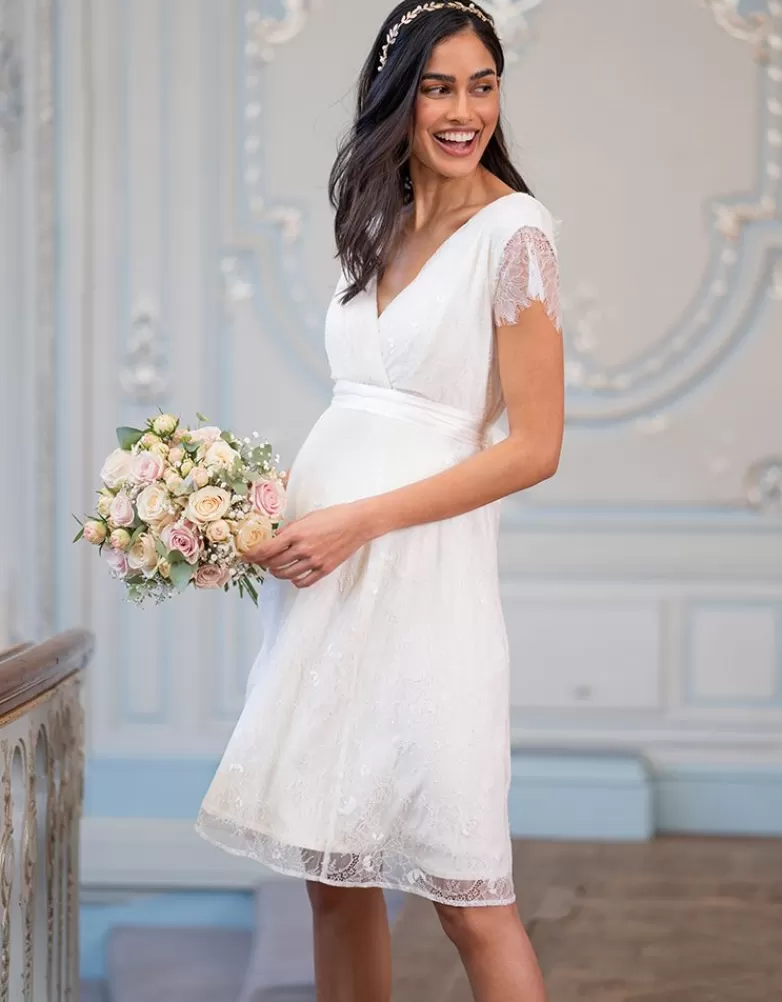 Seraphine Kurzes Umstandsbrautkleid mit V-Ausschnitt |