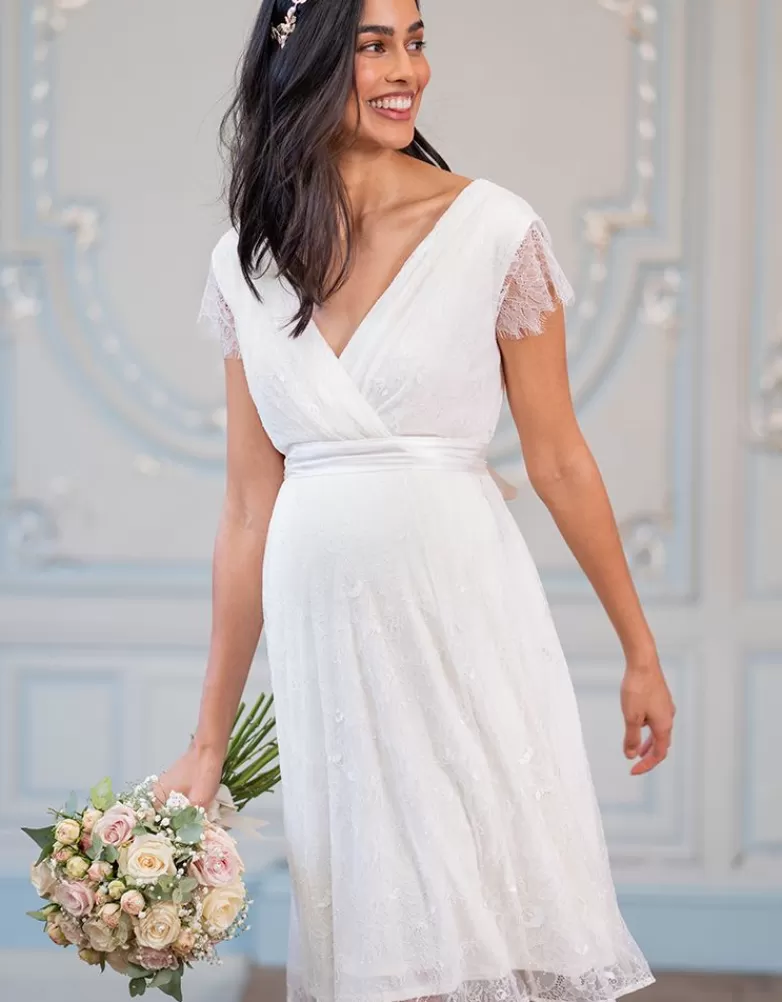 Seraphine Kurzes Umstandsbrautkleid mit V-Ausschnitt |