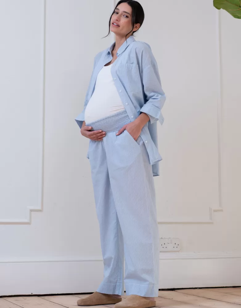 Seraphine Langes Pyjama-Set aus Baumwolle mit feinen Streifen |