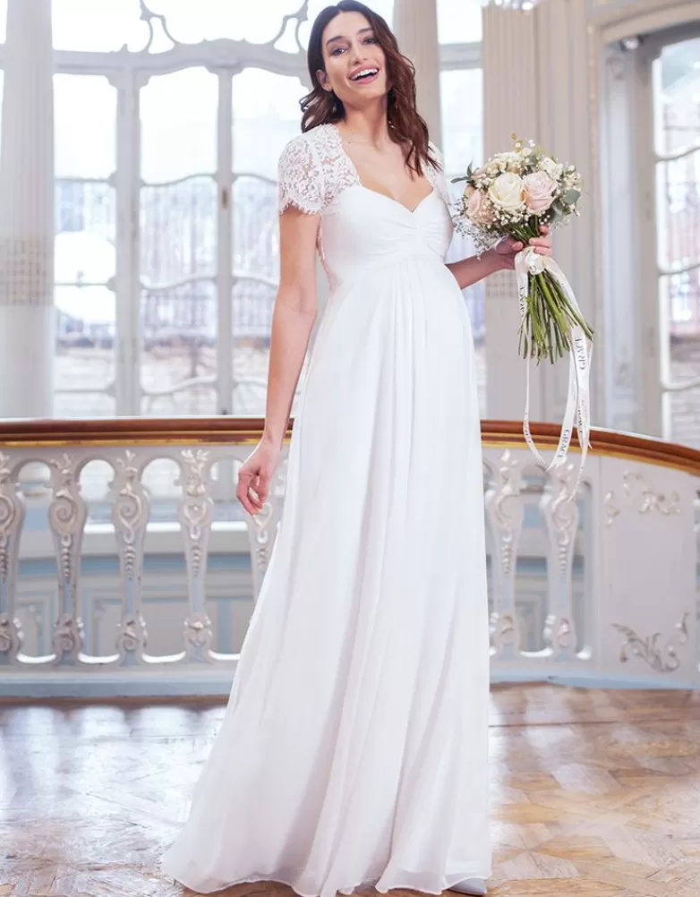 Seraphine Langes Umstandsbrautkleid aus Seide und Spitze - Elfenbein |