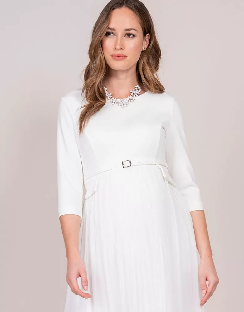 Seraphine Midi Umstandskleid mit Faltenrock Elfenbein |