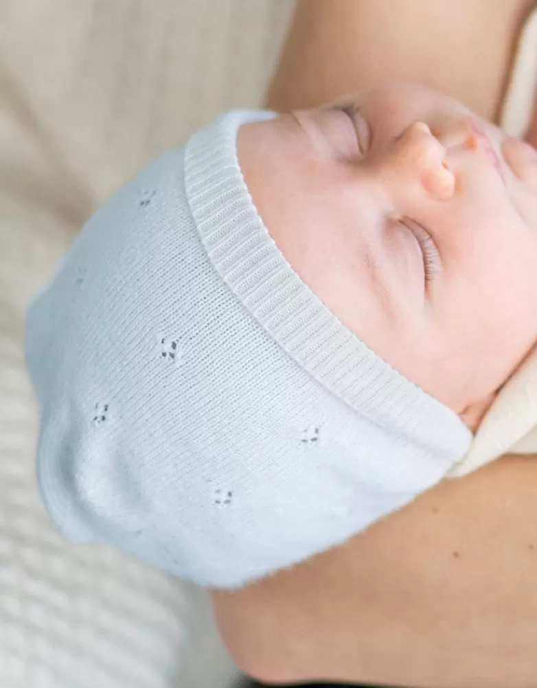 Seraphine Mini-Baumwoll- und Kaschmir-Blau-Strickmütze für Babys |