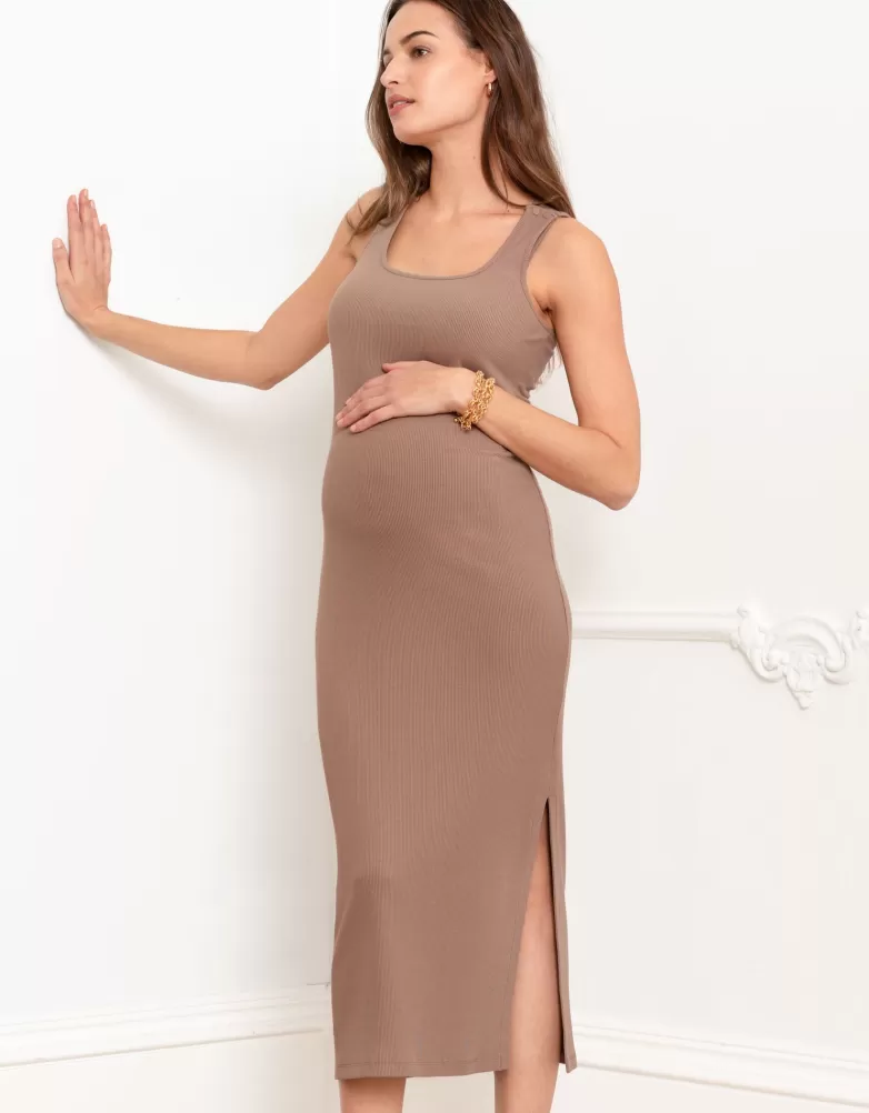 Seraphine Rippenstrick-Umstands- und Stillkleid mit Karree-Ausschnitt |