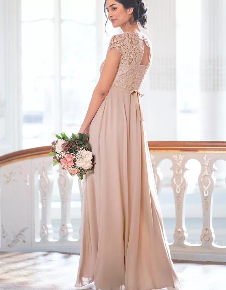 Seraphine Seidenes Umstandsabendkleid mit Eyelash Spitze - Rosé |