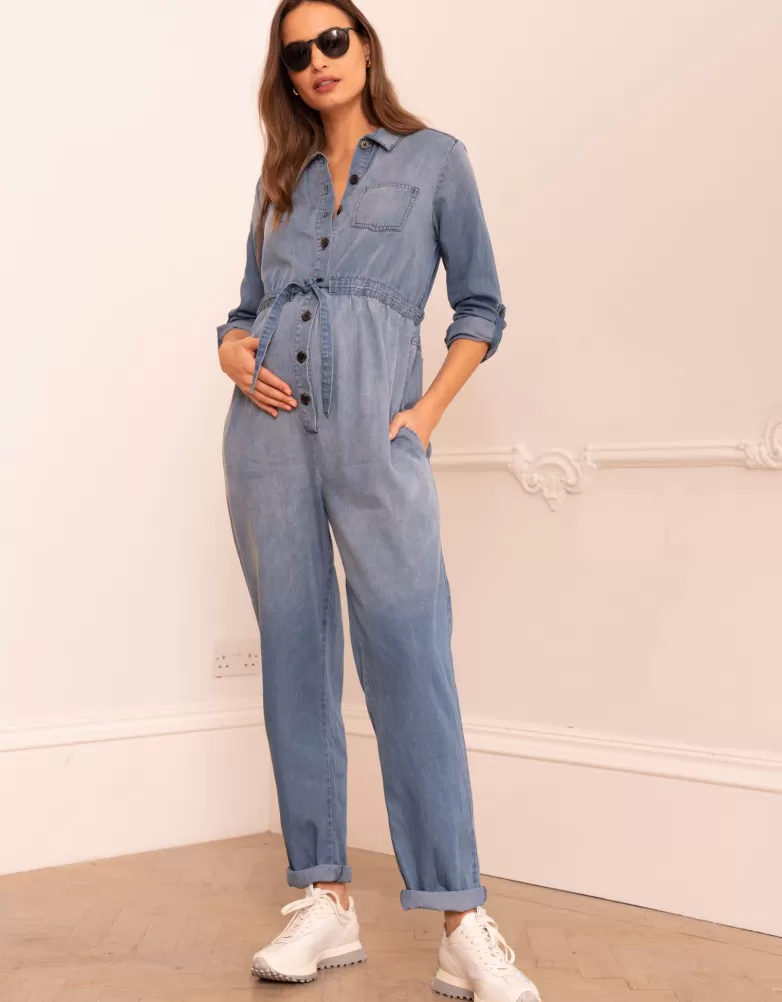 Seraphine Tencel Umstandsjumpsuit in Denim-Optik |