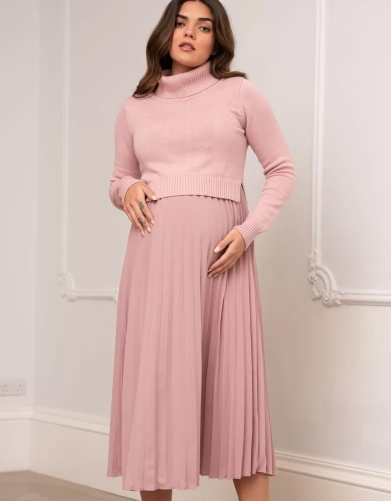 Seraphine Umstands- und Stillkleid mit Faltenrock, Rosa |