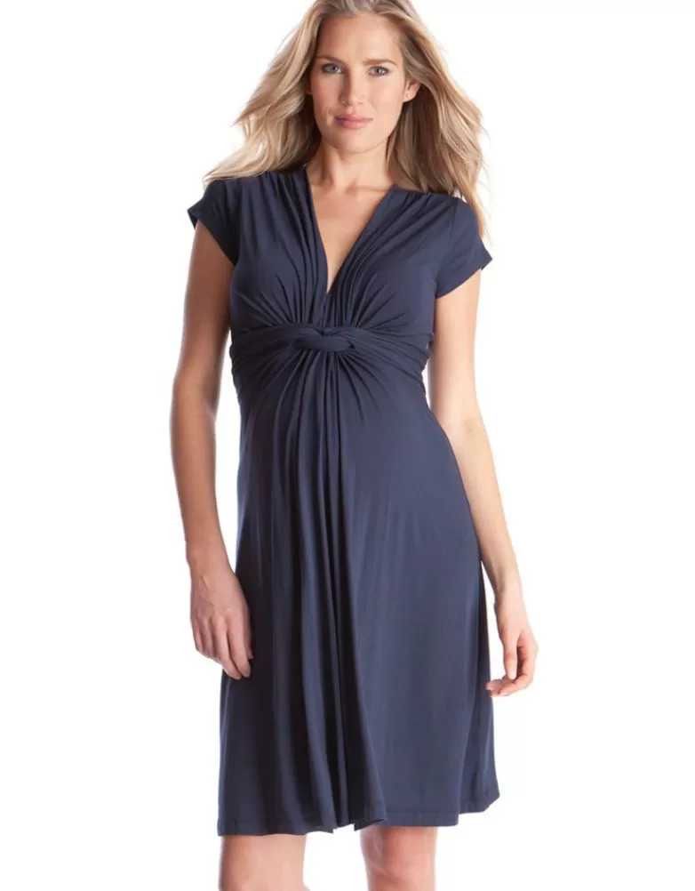 Seraphine Umstandskleid mit geknoteter Empire Taille - Navy |